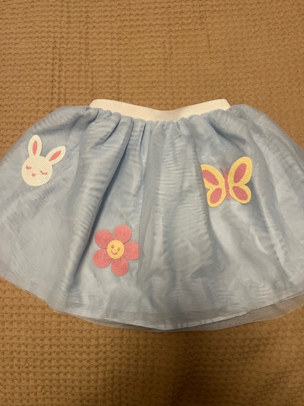 Old navy Blue Tulle Skirt with Bunny, Flower & Butterfly Appliques